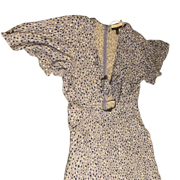 Eloquii 1X 16w Blue Patterned  Romper Jumpsuit with sexy front tie nwot curvy - Picture 4 of 11